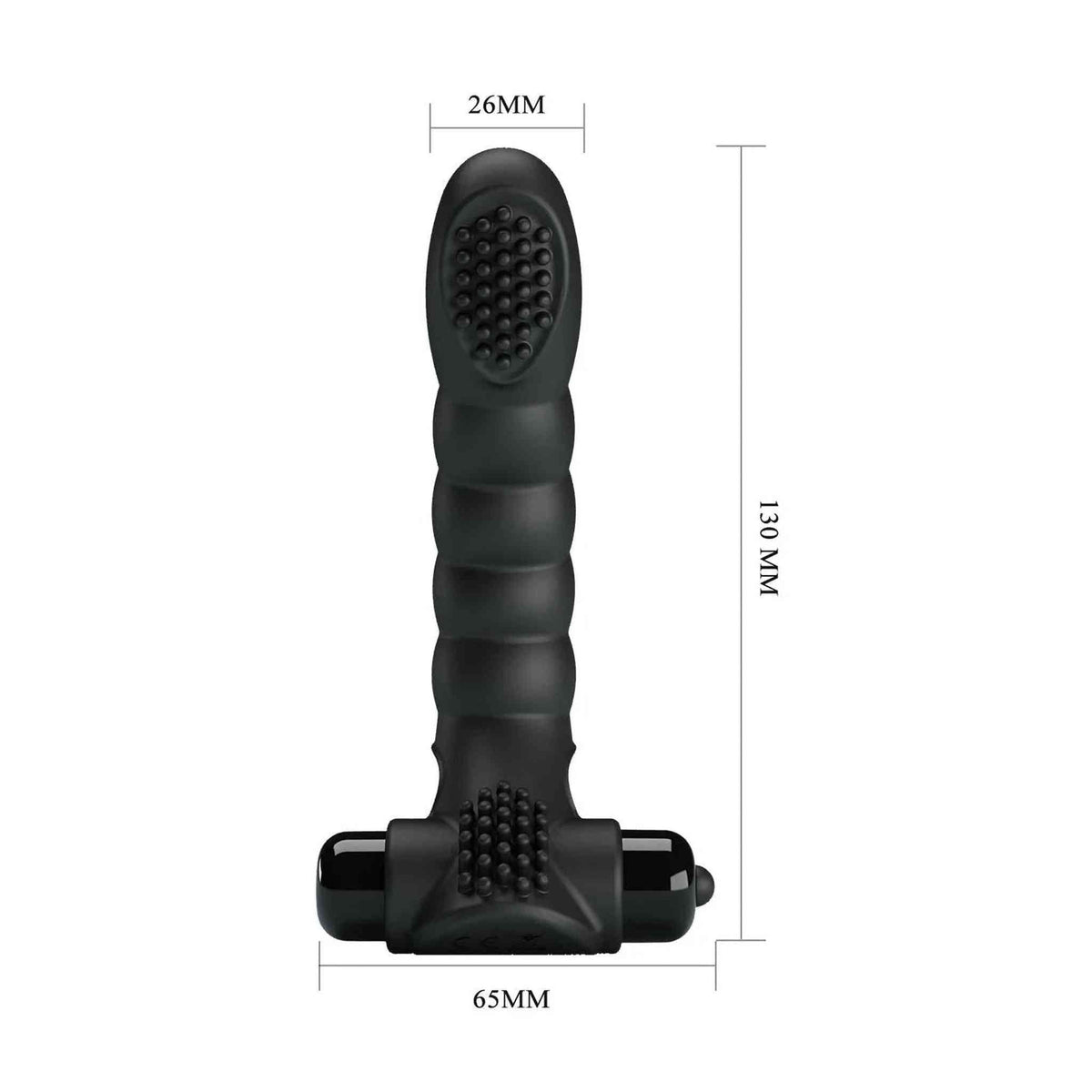 Misure vibratore da fingering nero 130mm altezza con punta a rilievi