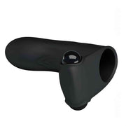 Vibratore da dito nero in silicone vellutato con sfera traslucida