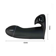 Vibratore da dito nero in silicone con misure e forma ergonomica