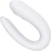 Vibratore di coppia in silicone medico bianco dettaglio curvatura laterale
