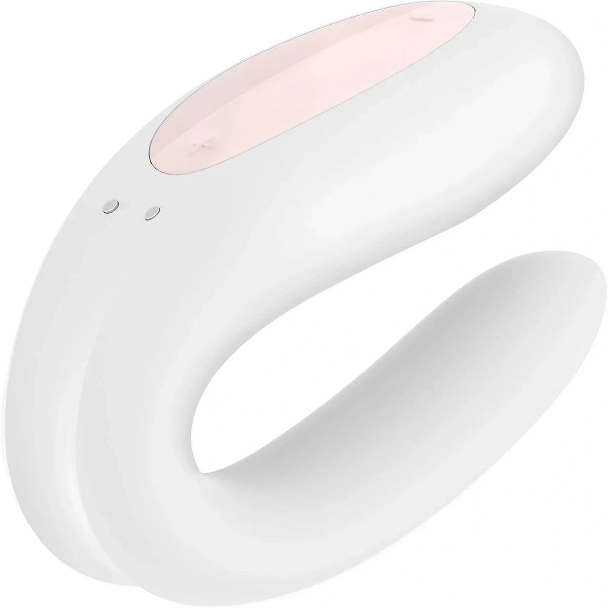 Vibratore a forma di U in silicone bianco per coppia con simboli incisi