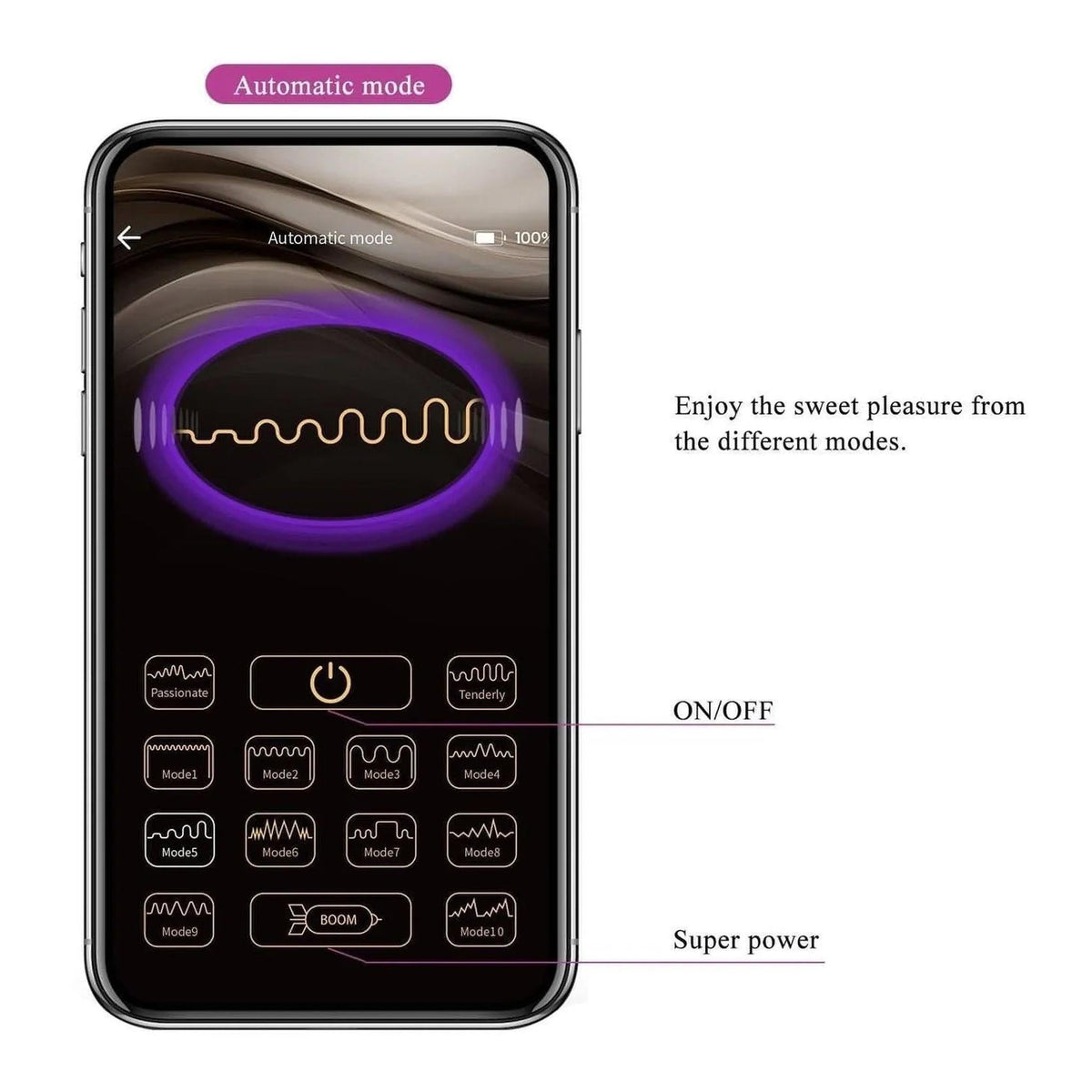Schermo app Pretty Love modalità automatica vibratore coppia Bluetooth