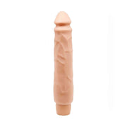 Dildo vibrante Soft Skin rosa carne testa sferica decorata con pieghe cutanee e base orizzontale