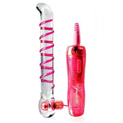 Vibratore punto G in vetro Icicles n°4 con telecomando rosa e spirale decorativa