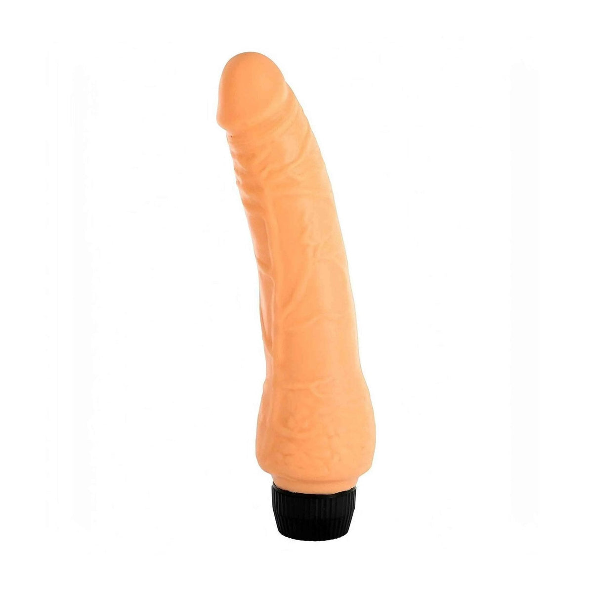 Vibratore realistico rosa carne 20 cm con forma curva e venature in rilievo
