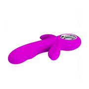 Vibratore a coniglio rosa in silicone morbido con base metallica cromata
