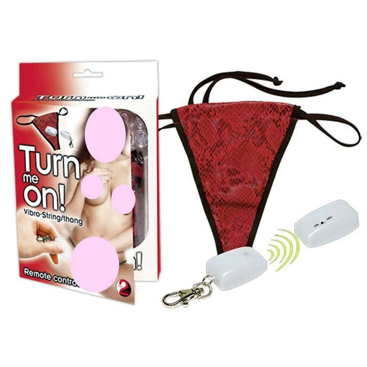 Thong vibrante rosso con motivo serpente e telecomando wireless