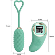 Misure ovulo vibrante Vivian verde menta 71mm e telecomando 85mm