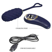Ovulo vibrante Vivian blu scuro USB ricaricabile con cavo incluso