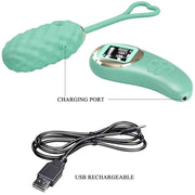 Ovulo vibrante Vivian verde menta USB ricaricabile con cavo nero