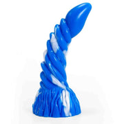 Dildo Peryton design mitologico blu intenso inserti bianchi base pelosa
