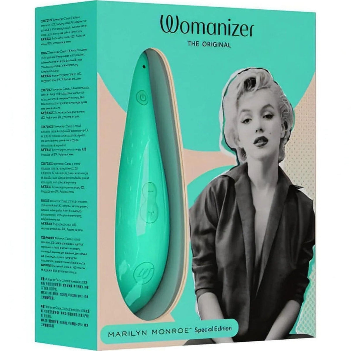 Confezione Womanizer Marilyn Monroe Special Edition verde menta con foto iconica