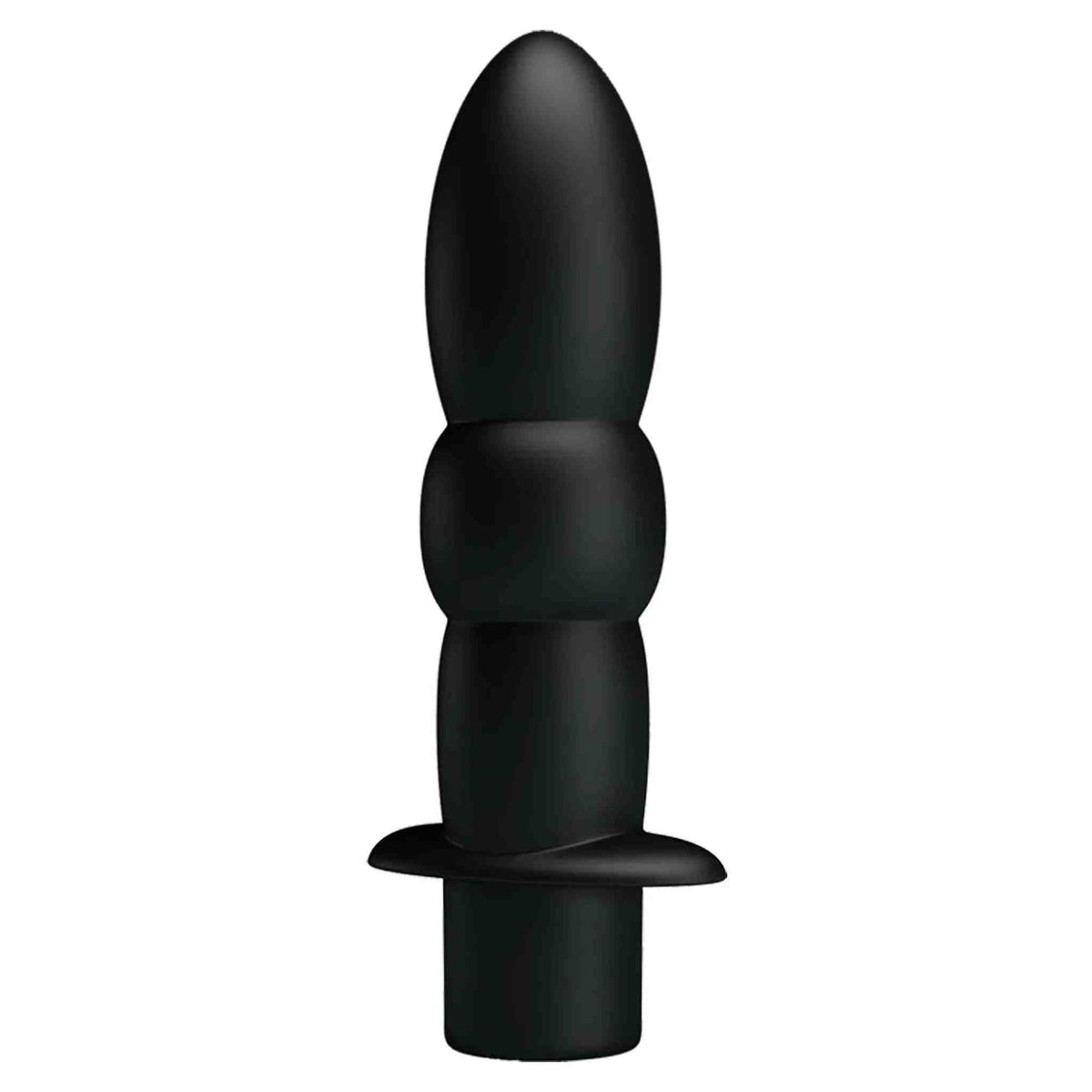 Plug anale nero in silicone forma a tre sezioni verticale