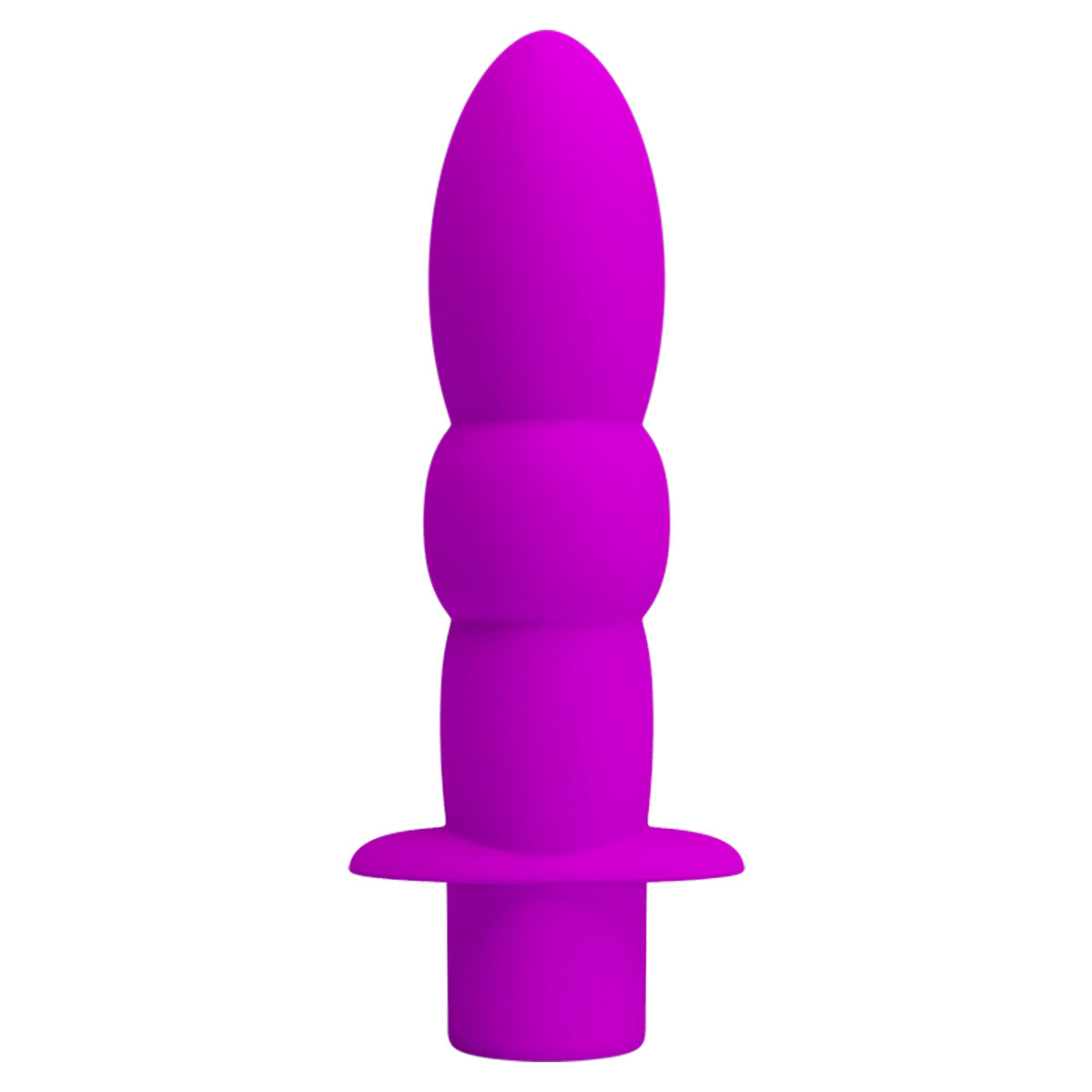 Plug anale viola acceso in silicone posizione verticale frontale