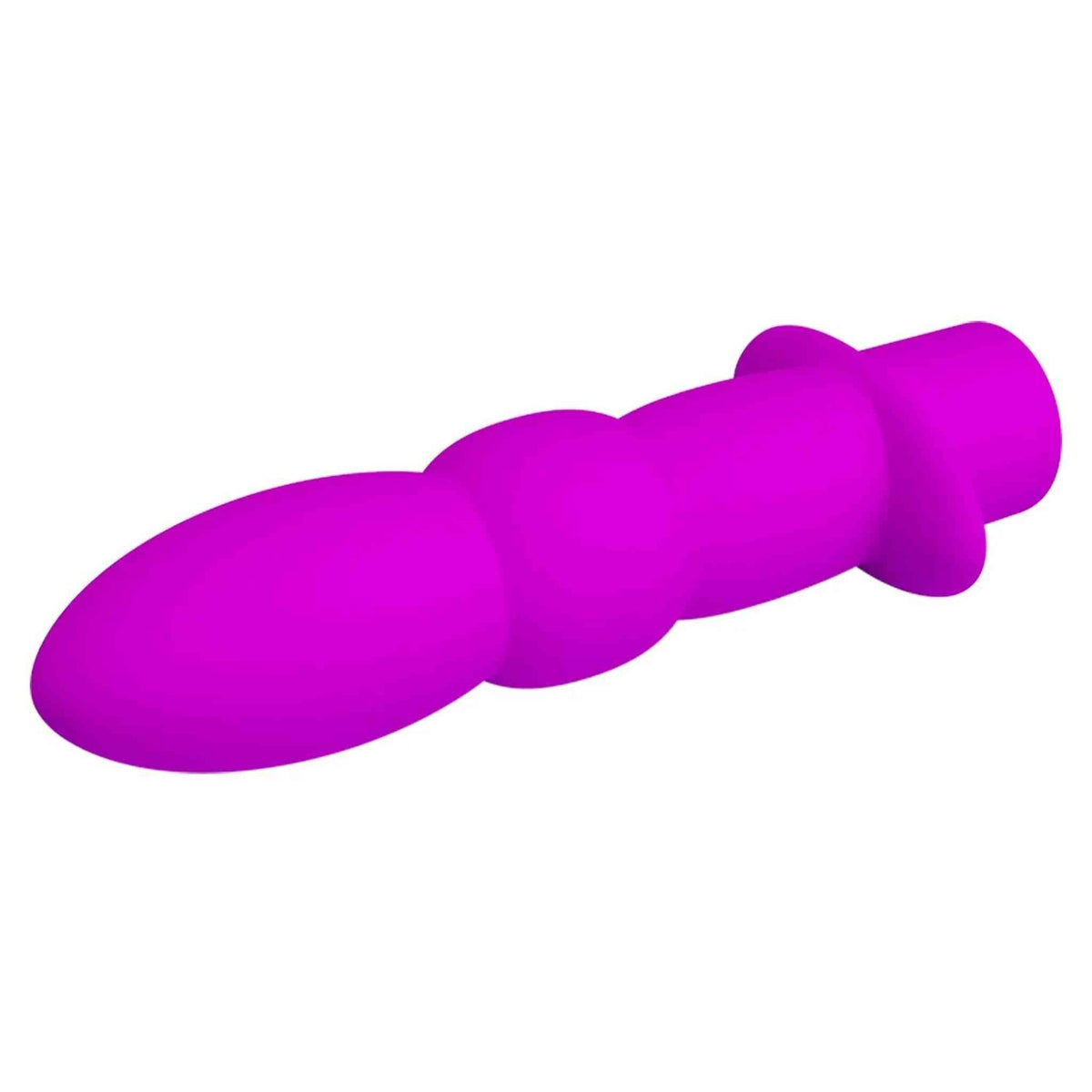 Plug anale viola acceso in silicone vista laterale protuberanza