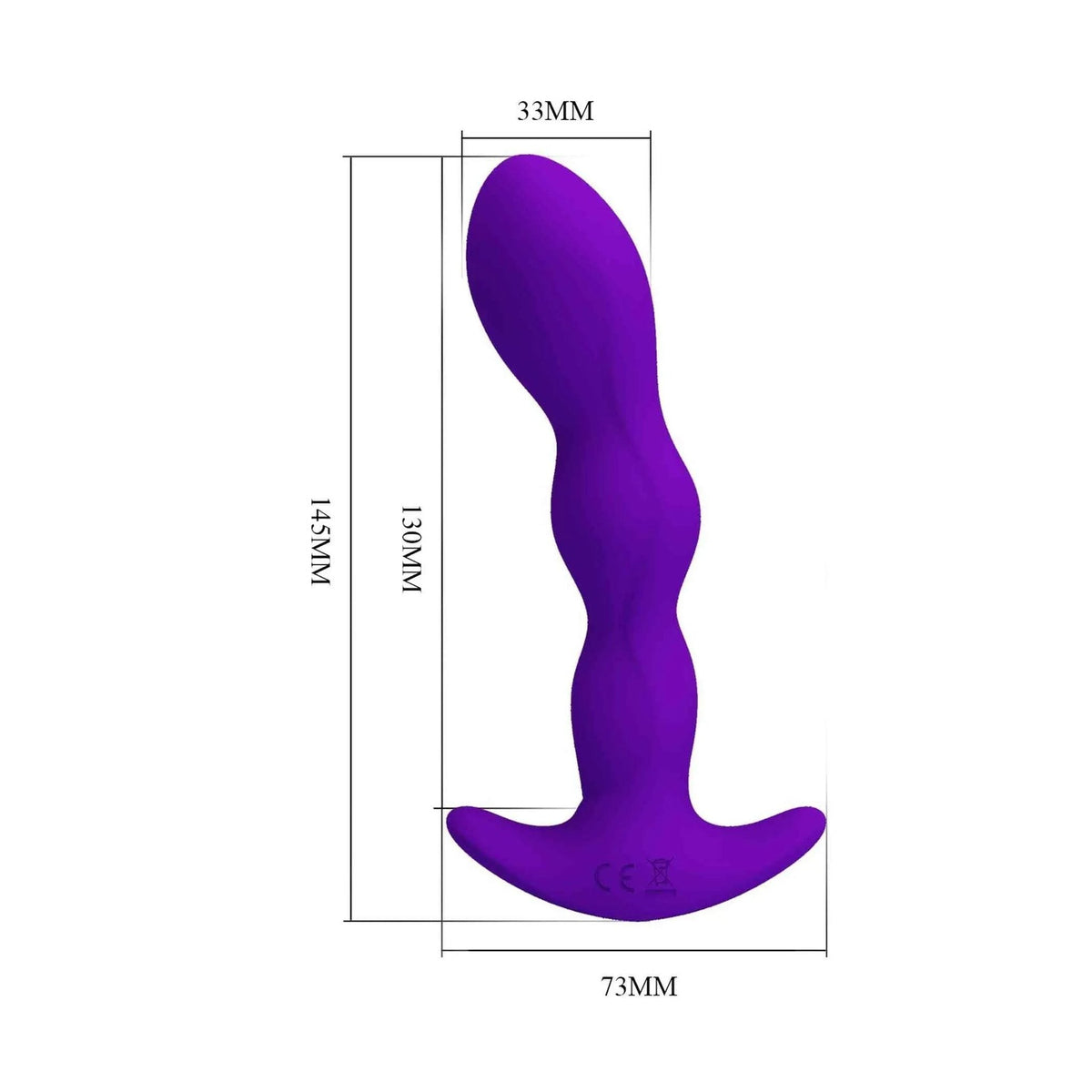 Dimensioni plug anale viola Yale Pretty Love: 145mm altezza, silicone liscio