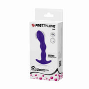 Scatola packaging Yale Pretty Love plug anale viola con istruzioni ricarica USB