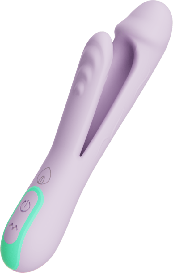 Vibratore coniglio lilla silicone morbido superficie testurizzata pulsante inciso