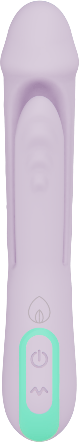Vibratore coniglio lavanda silicone frontale logo goccia e foglia