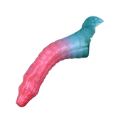 Dildo silicone mostro gradiente rosa blu verde dettagli testa angolato