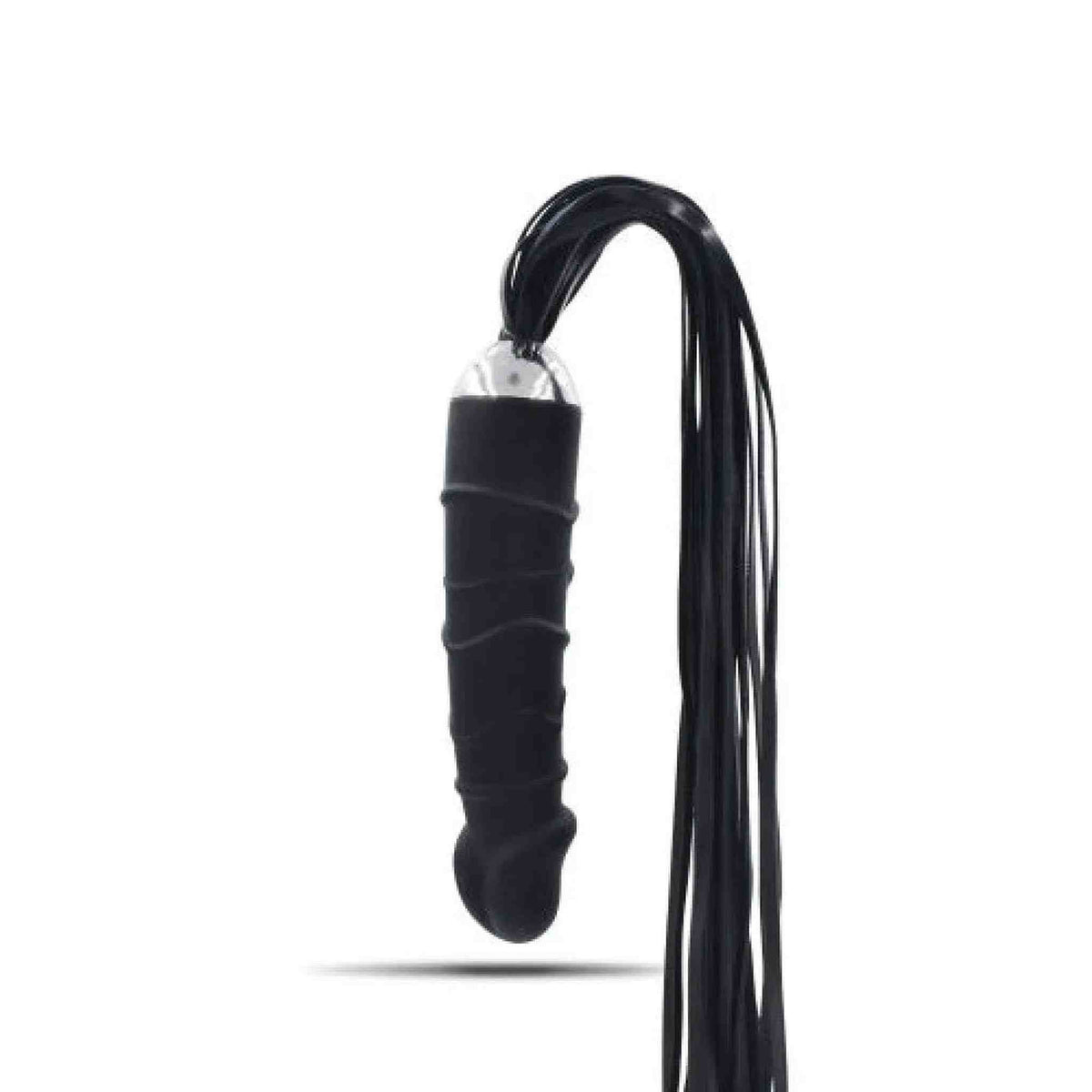 Dildo anale Real Whip nero in silicone medicale con frustino a frange