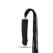 Dildo anale Real Whip nero in silicone medicale con frustino a frange