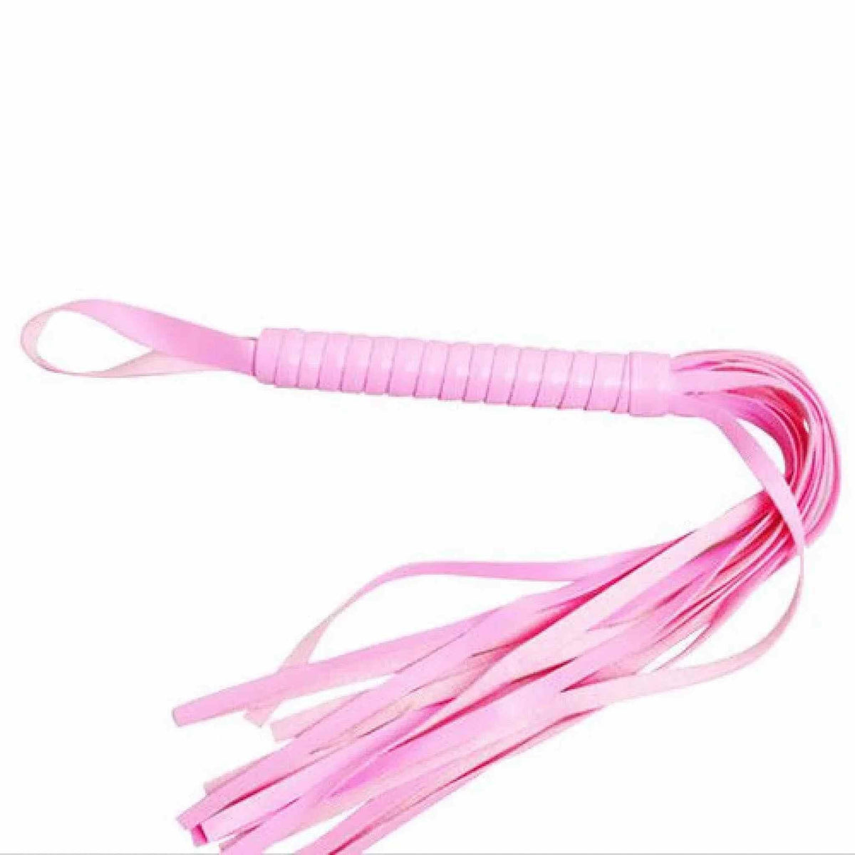 Frustino bondage rosa con impugnatura avvolta e frange sintetiche
