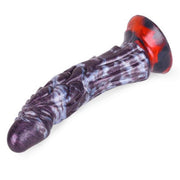 Dildo in silicone liquido iridescente viola bianco grigio con base piatta
