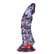 Vista posteriore dildo animale in silicone liquido con effetto metallizzato
