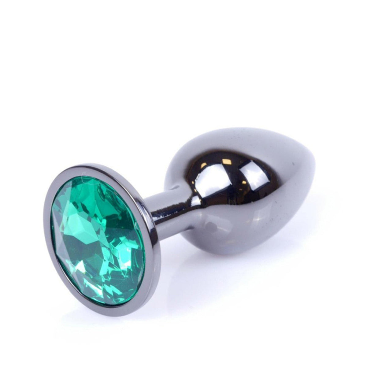 Diamante Anale in Acciaio Cromo Fumé con Gemma Verde