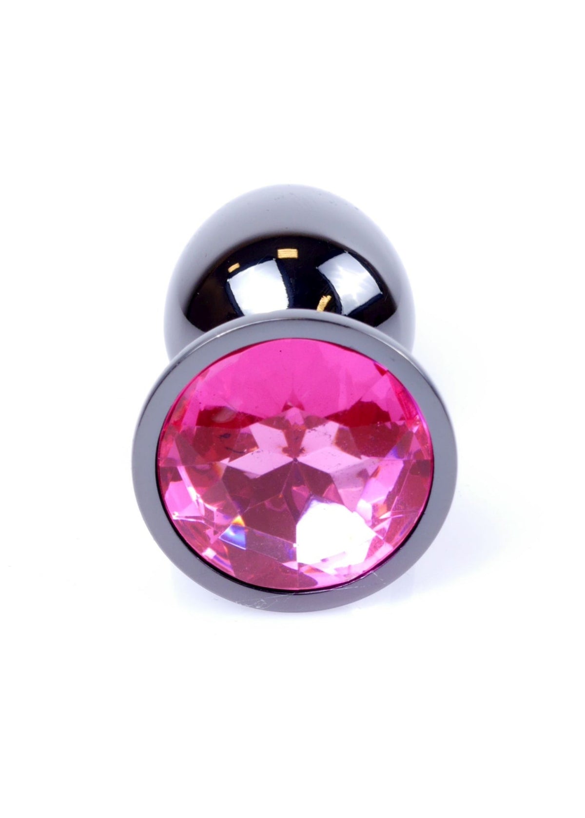 Diamante Anale in Acciaio Cromo Fumé con Gemma Rosa