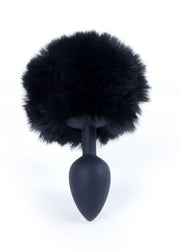 Plug anale silicone nero con pompon peluche