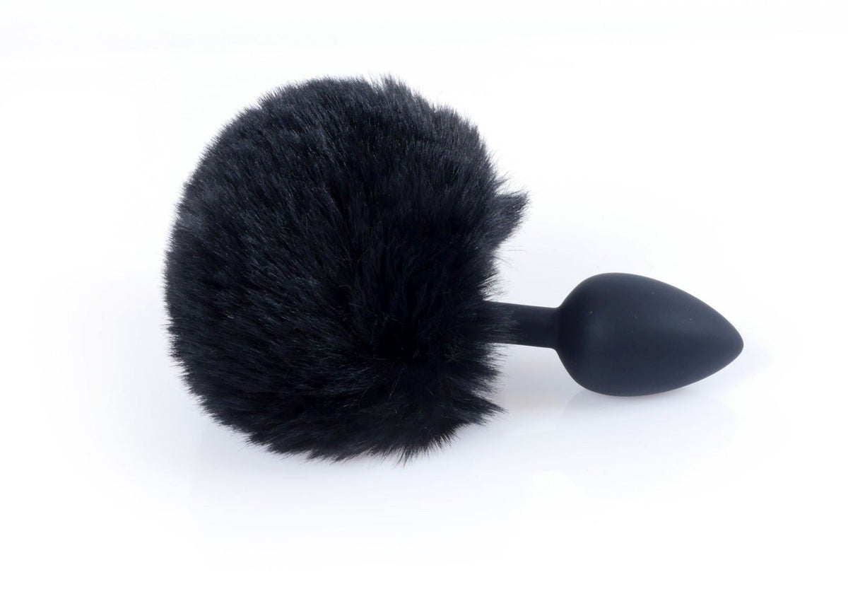 Profilo plug anale silicone nero con pompon