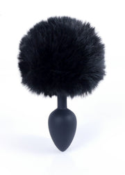 Frontale plug anale silicone nero con pompon