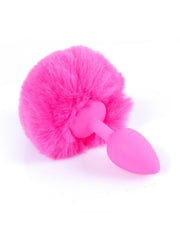 Profilo plug anale silicone rosa con pompon