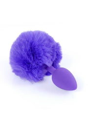 Plug anale silicone viola con pompon peluche
