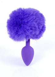 Plug anale silicone viola con grande pompon