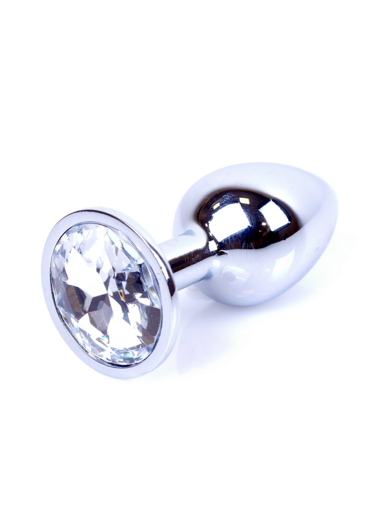 Anello anale acciaio lucido con gemma multifaccettata effetto luce