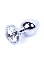 Anello anale acciaio lucido con gemma multifaccettata effetto luce