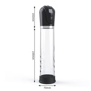 Pompa pene elettrica verticale con display LCD e dimensioni indicate 230mm