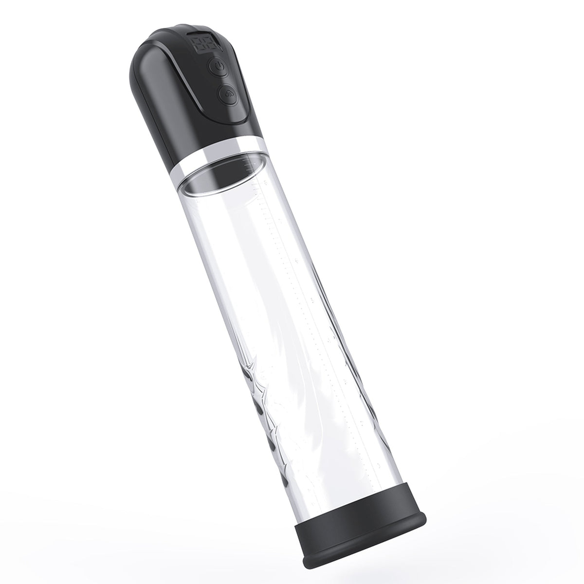 Pompa pene elettrica laterale destra con base piatta nera e display attivo