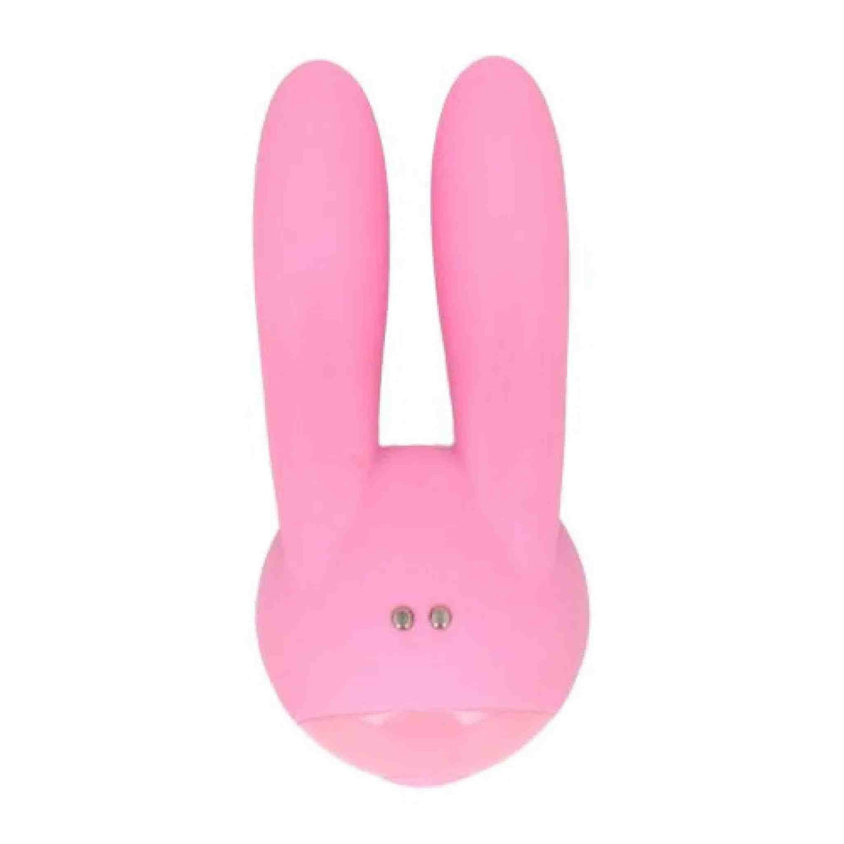 Vista frontale vibratore clitorideo Funny Bunny con pulsanti metallici e design compatto