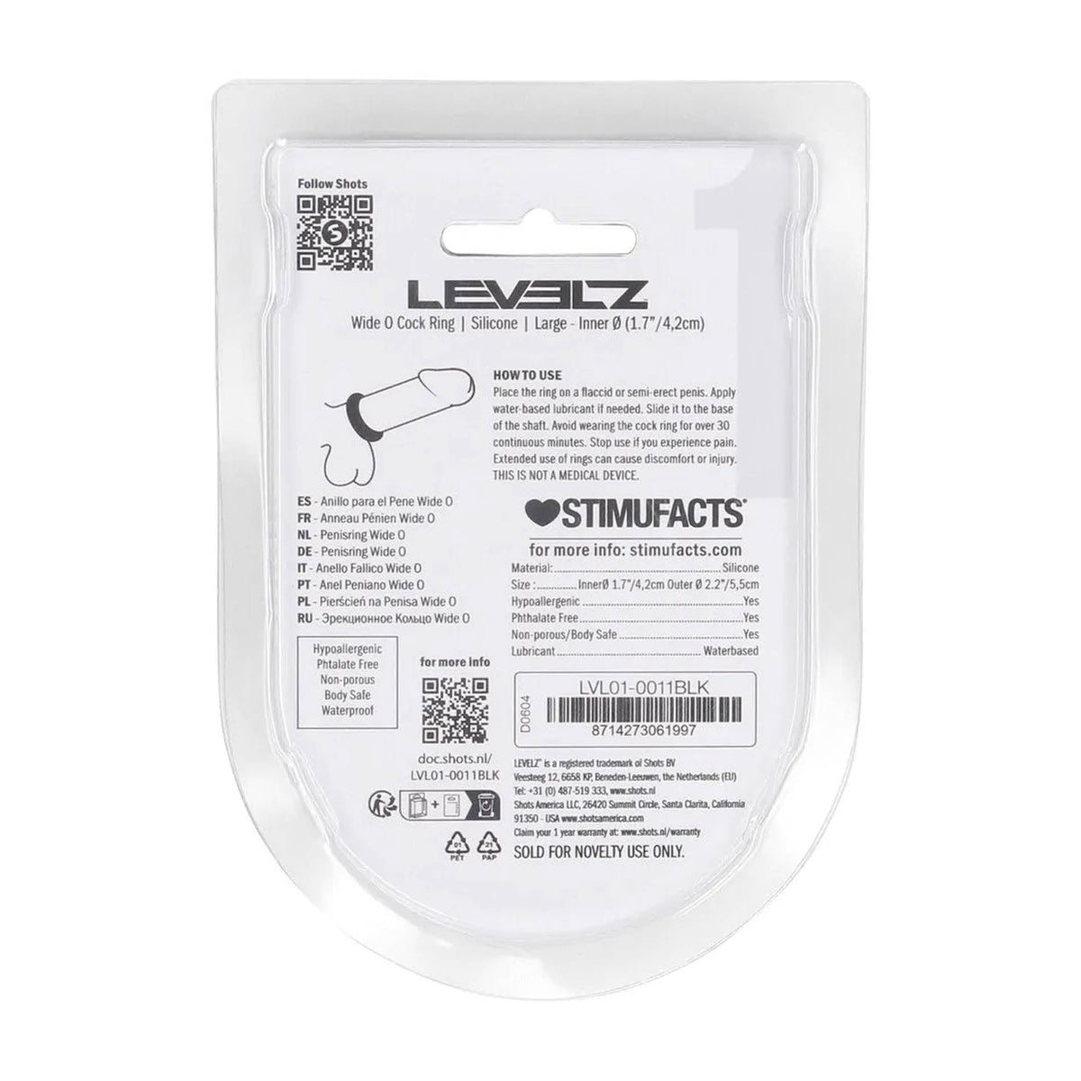 Wide O Anello Fallico in Silicone 42 mm